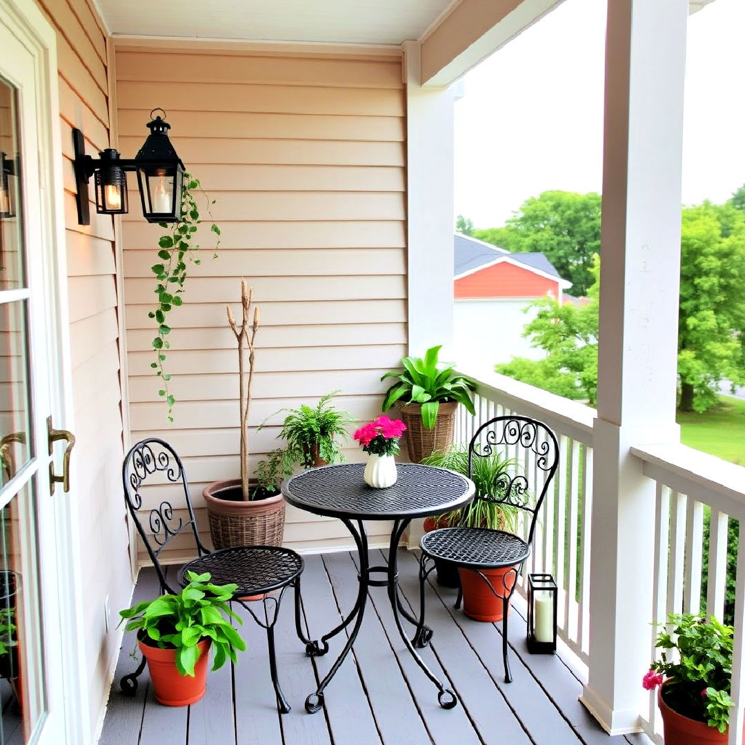 charming bistro style seating deck area