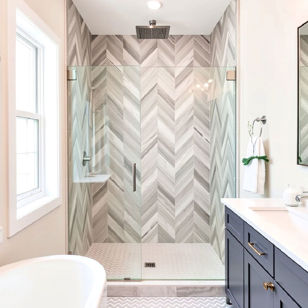 chevron pattern tiles for walk in shower