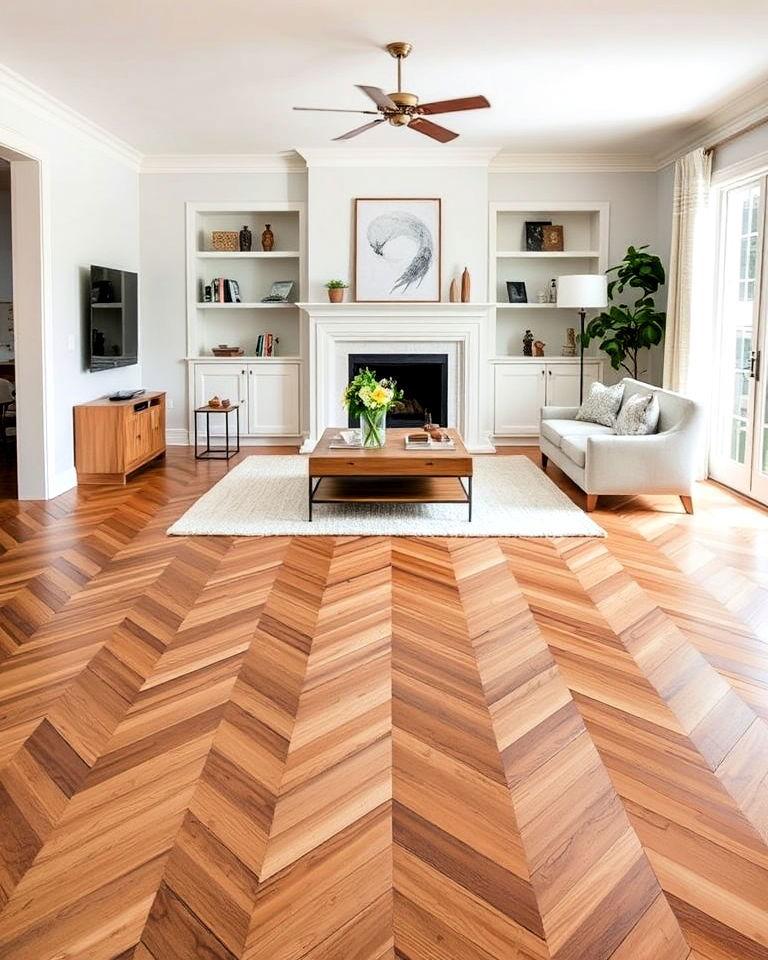 chevron wood pattern floor for living room