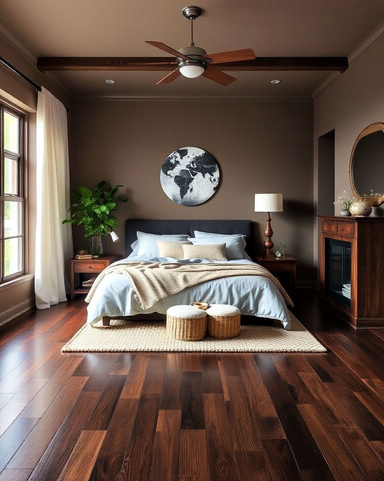 chocolate brown wood floor for bedroom