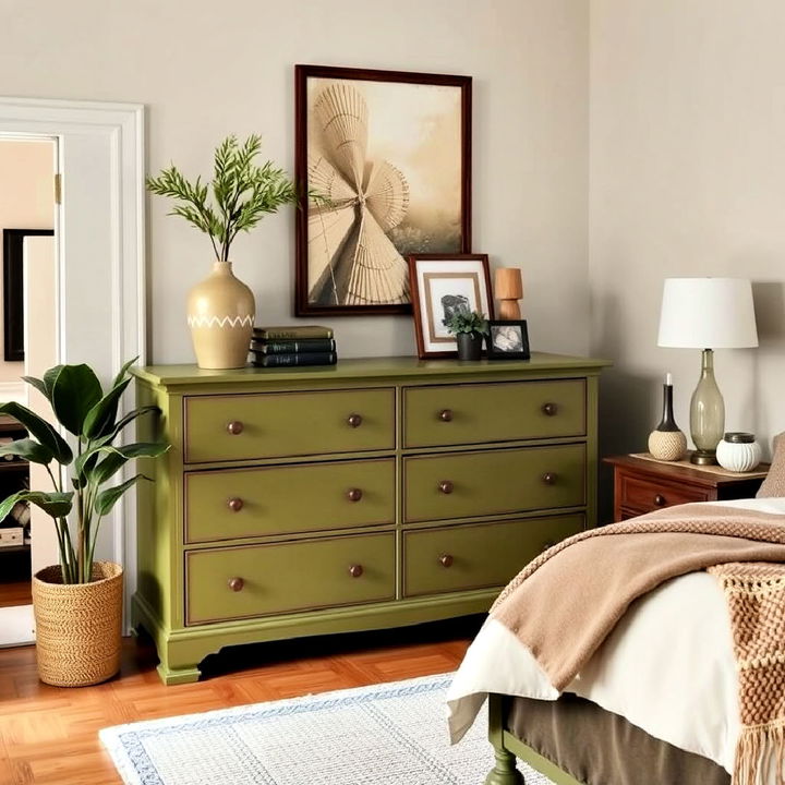 choose an olive green dresser for a stylish storage solution