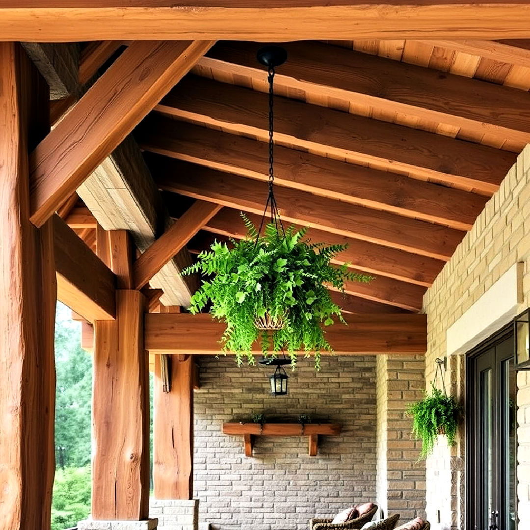 chunky wooden beams porch