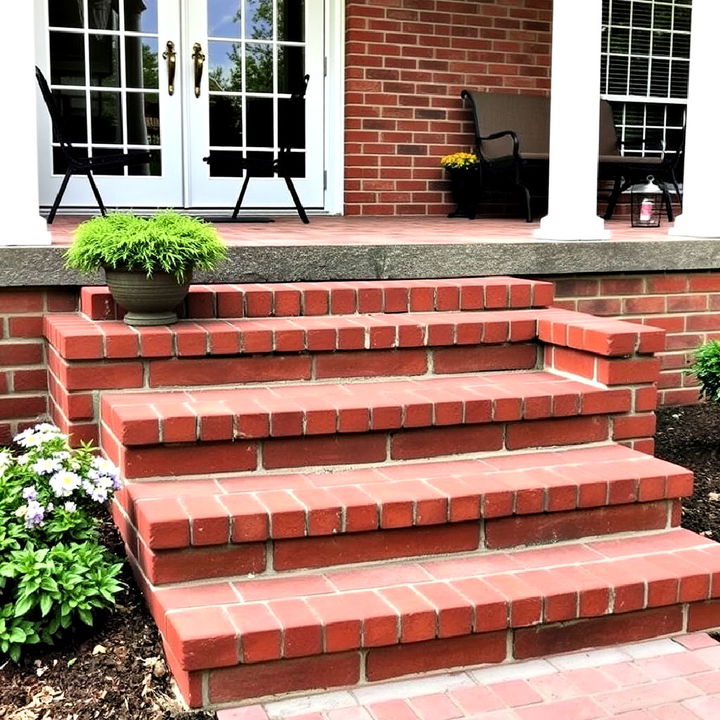 classic and durable brick patio steps