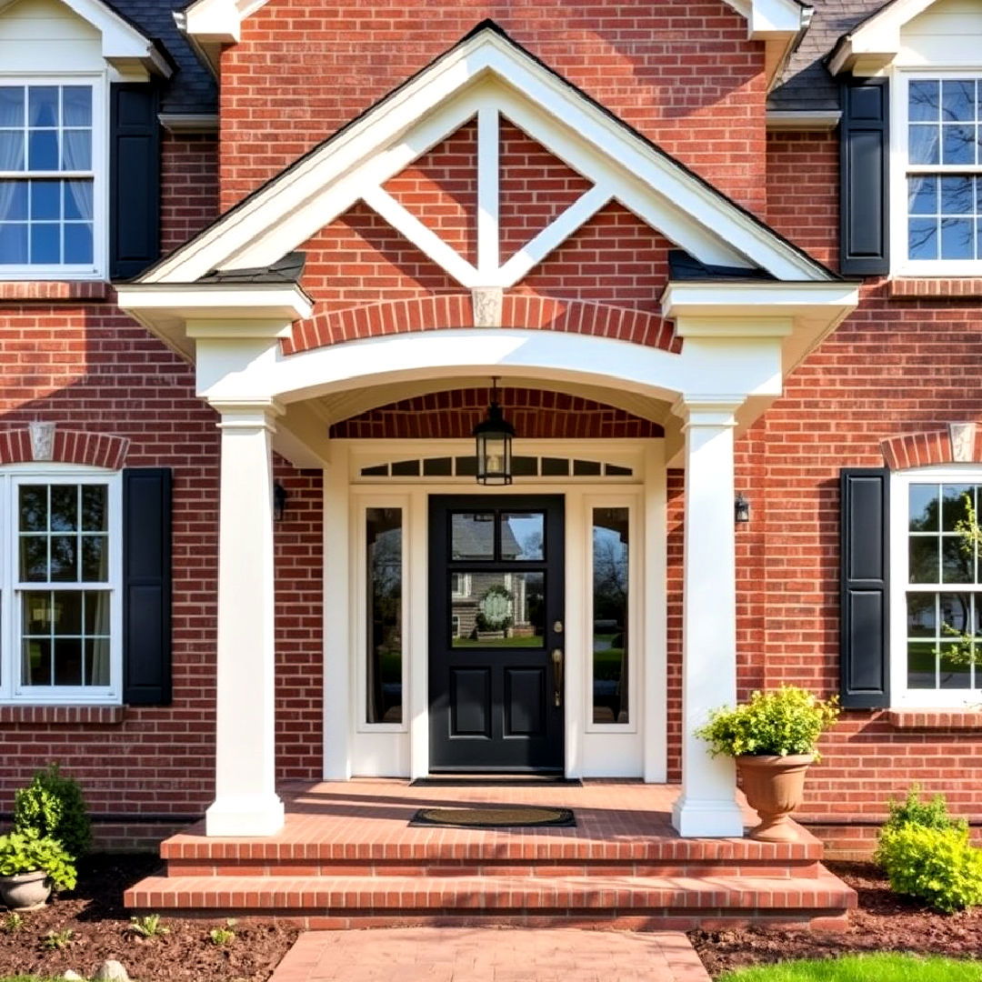 classic and sturdy brick open gable porch