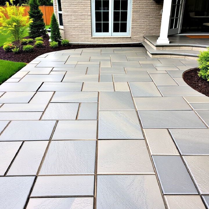 classic ashlar slate pattern stamped concrete patio