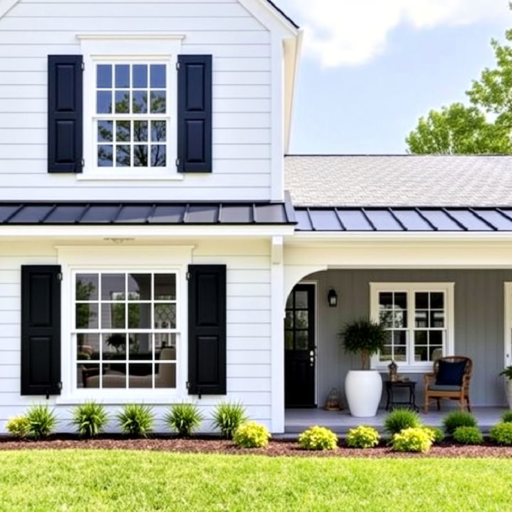 classic black shutters for a farmhouse accent