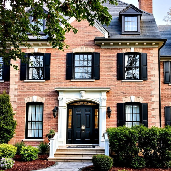 classic elegance house enhanced by dark window frames