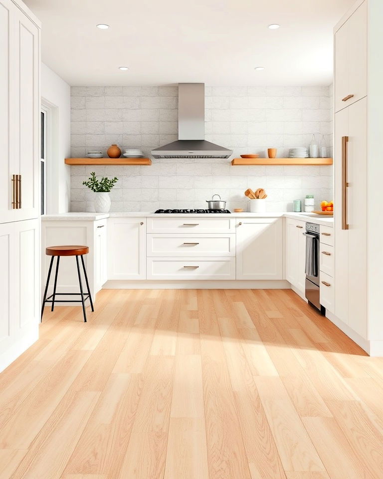 classic natural birch kitchen flooring