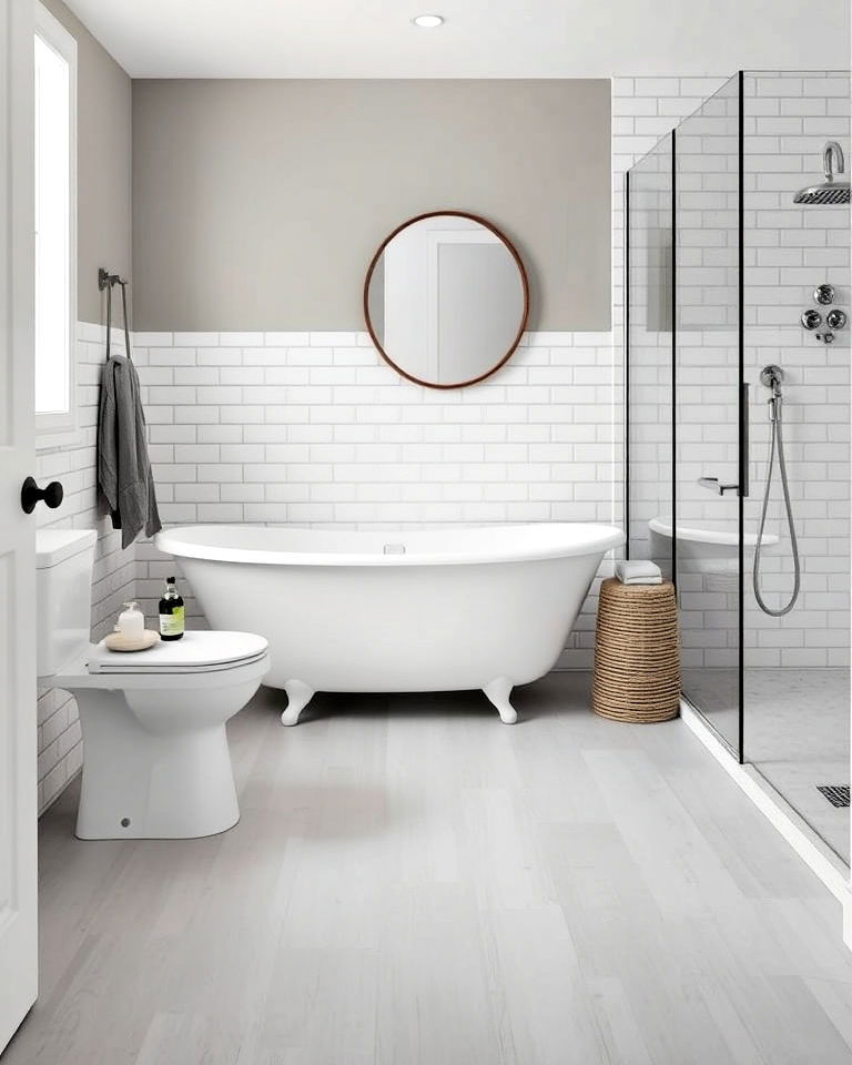 classic soft gray with subway tile accents