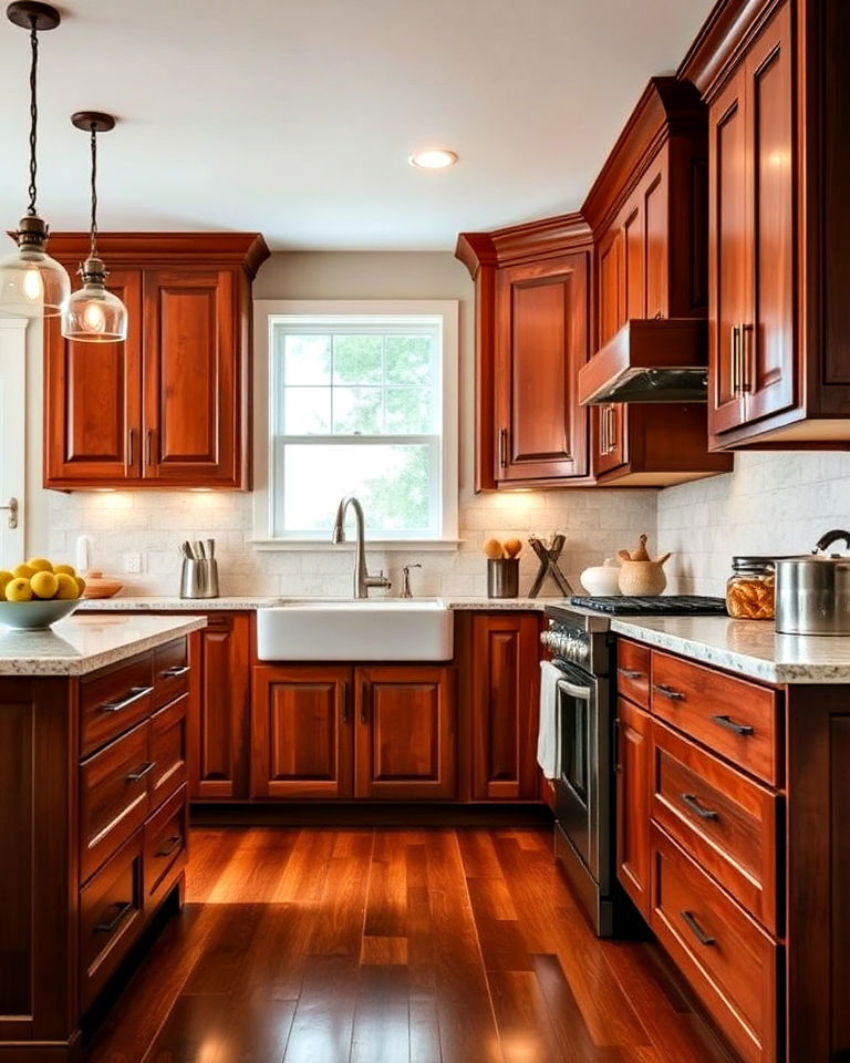 classic warmth with natural cherry cabinets