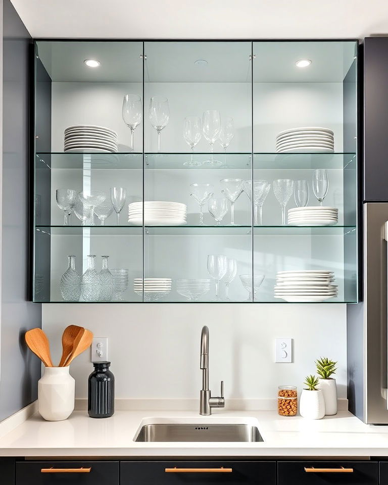 clear glass kitchen cabinets for an open feel