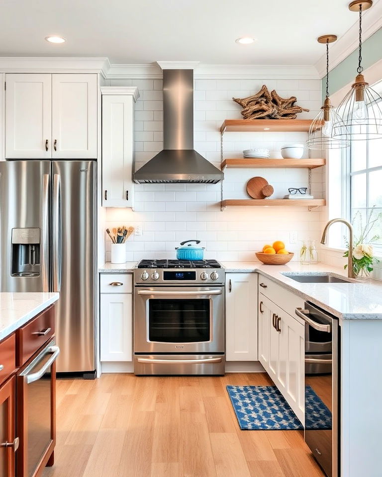 coastal kitchen with stainless steel appliances