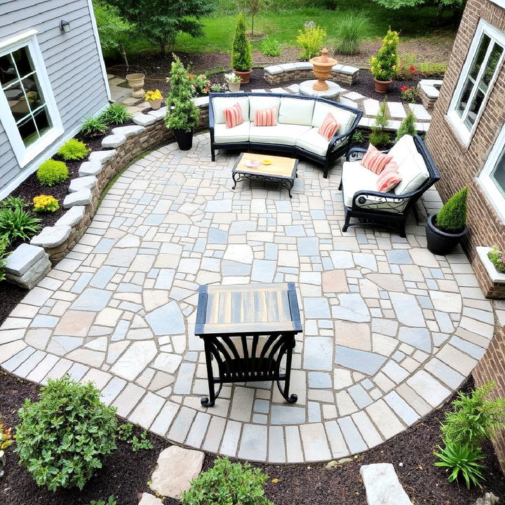 cobblestones and flagstone patio for unique visual appeal