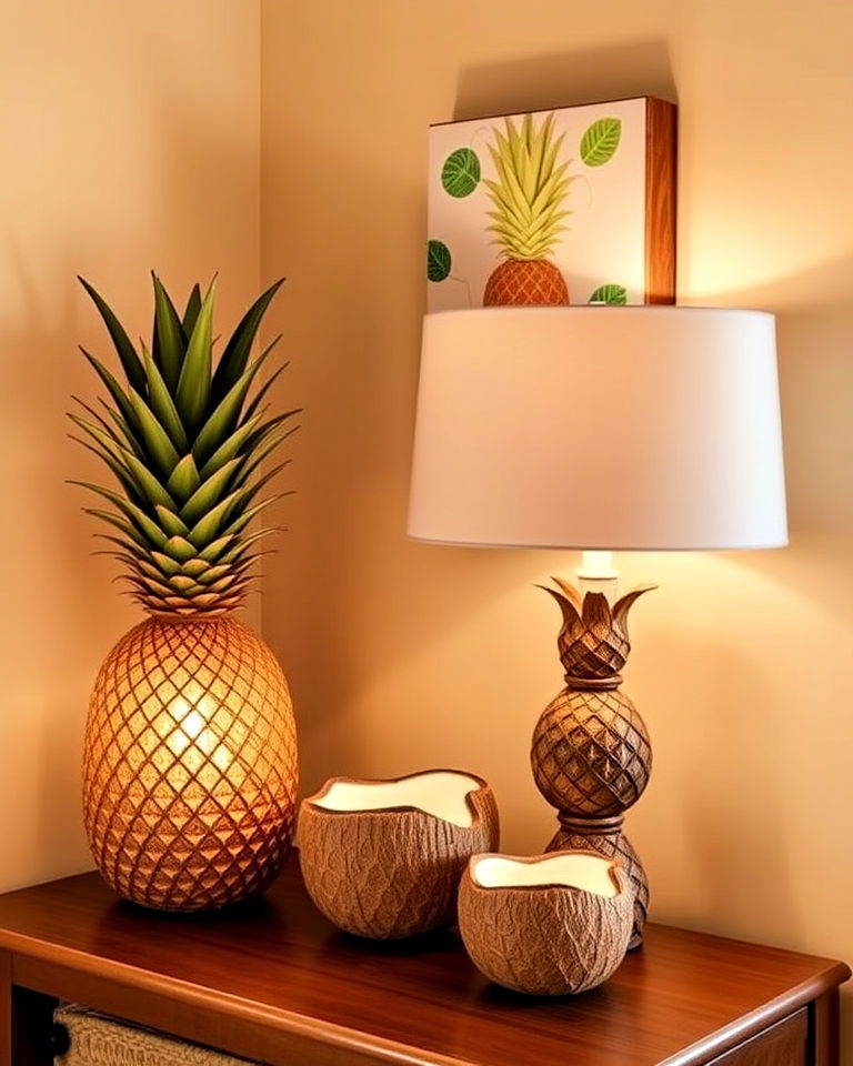 coconut and pineapple decor