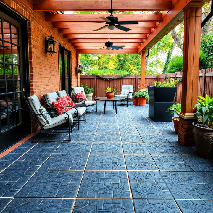 comfortable and safe rubber tiles patio