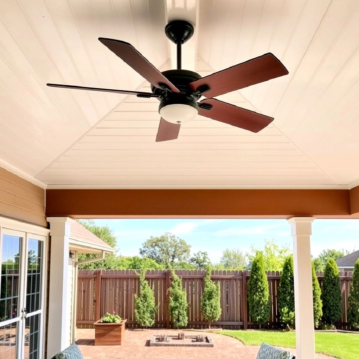 comfortable gable roof with ceiling fan