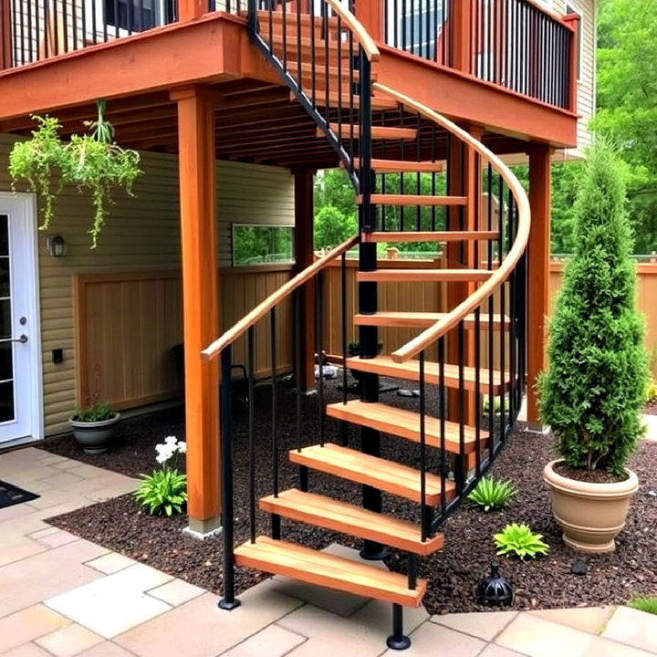 compact spiral staircase steps for small patios