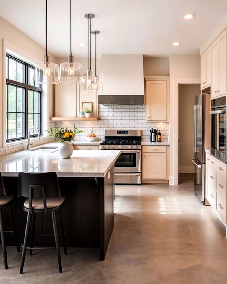 concrete kitchen floor with in floor heating