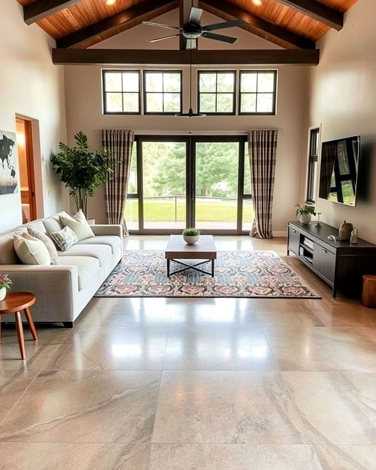 concrete living room floor with durable epoxy coating