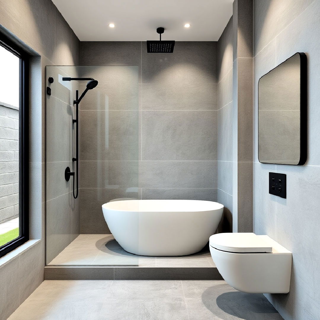 concrete look stone shower design
