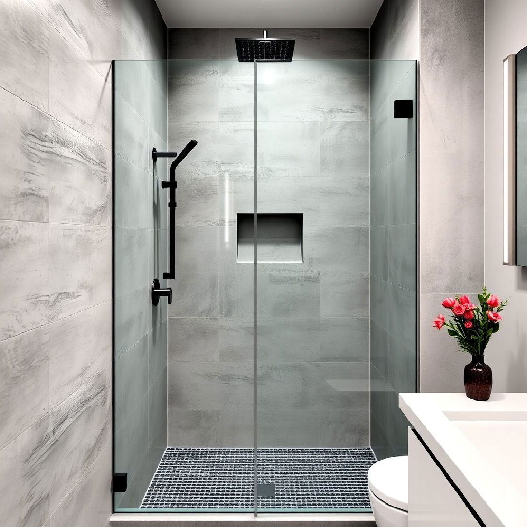 concrete look tiles for walk in shower