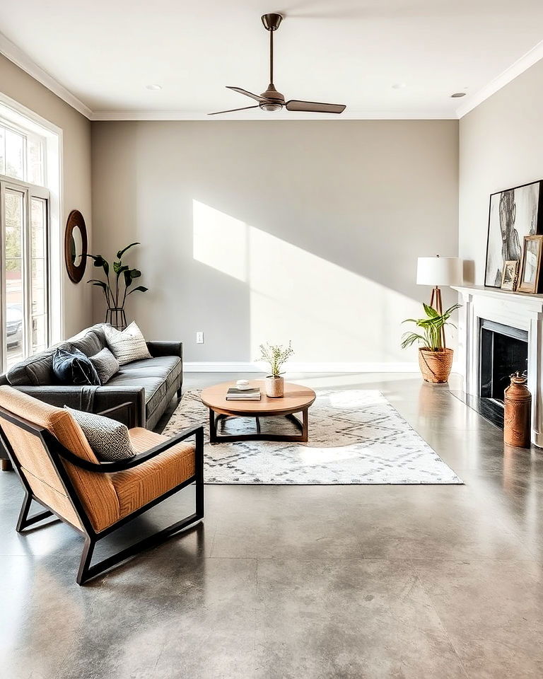 concrete overlay floor for a fresh living room update