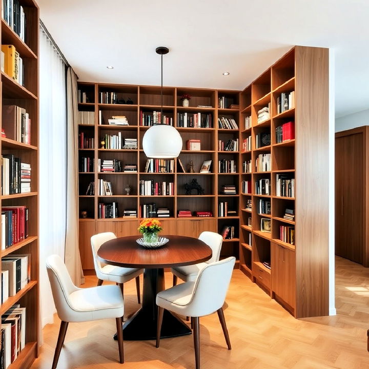 convertible bookcase partitions for library dining room