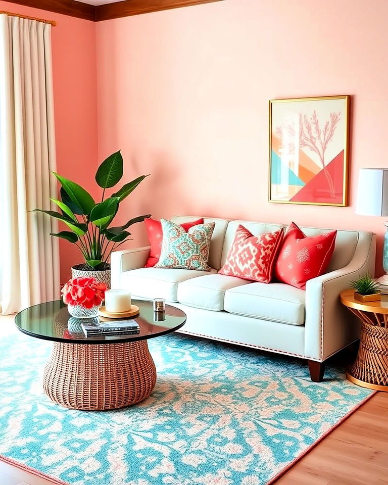 coral color accents florida home