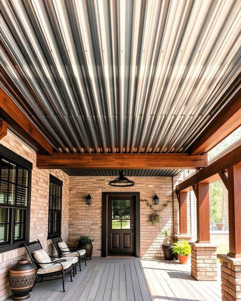 corrugated metal roof porch