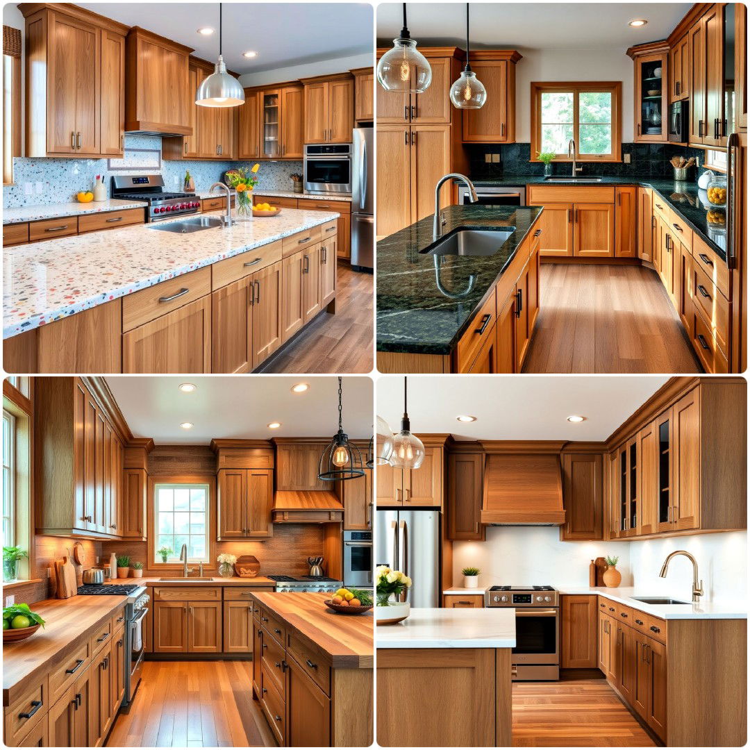 25 Kitchen Countertop Ideas with Oak Cabinets To Copy