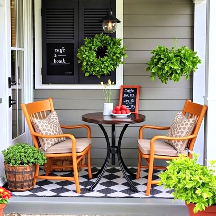 cozy café style seating area for your side porch