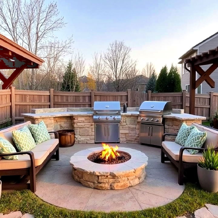 cozy fire pit cooking space