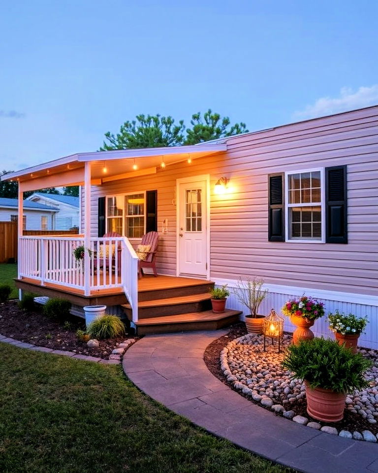 cozy porch or deck for mobile home