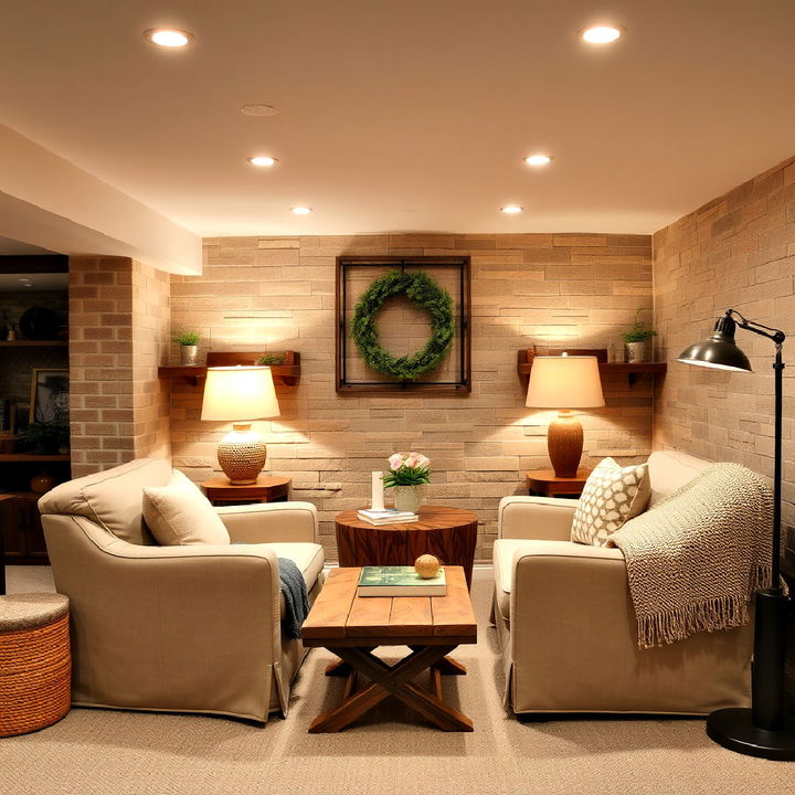 cozy reading nook with rustic accents