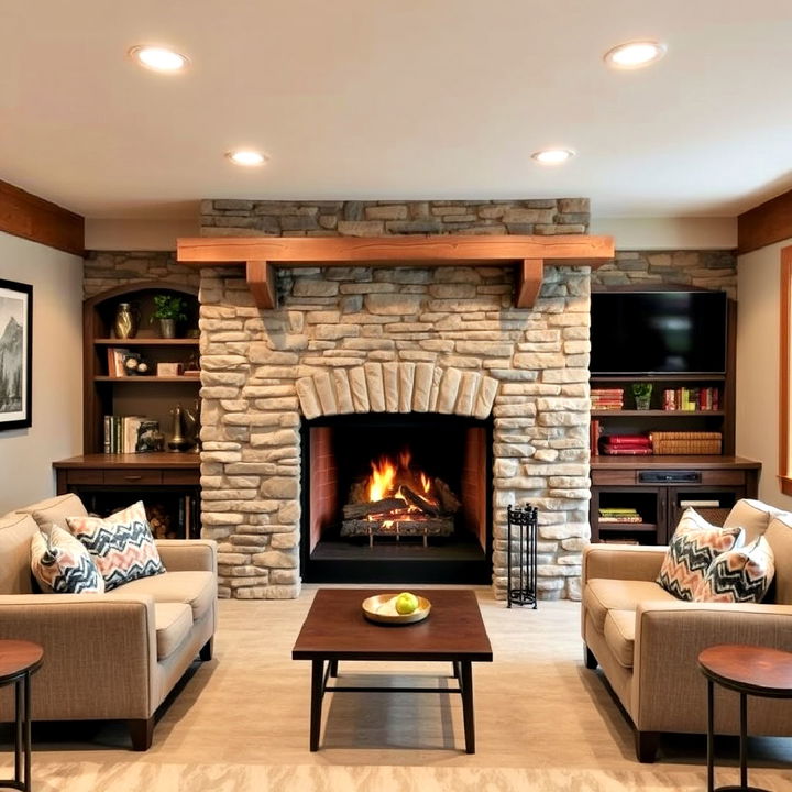 cozy rustic fireplace to add warmth