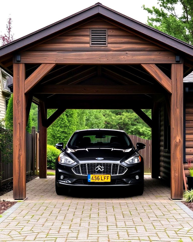 cozy rustic wood car porch