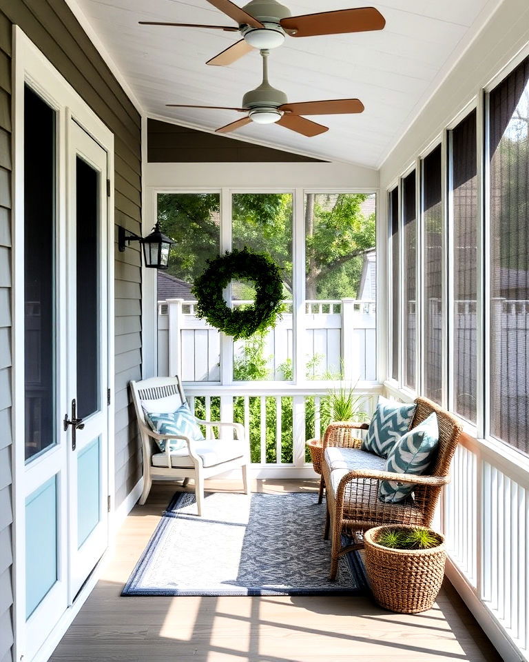 cozy screened in front porch