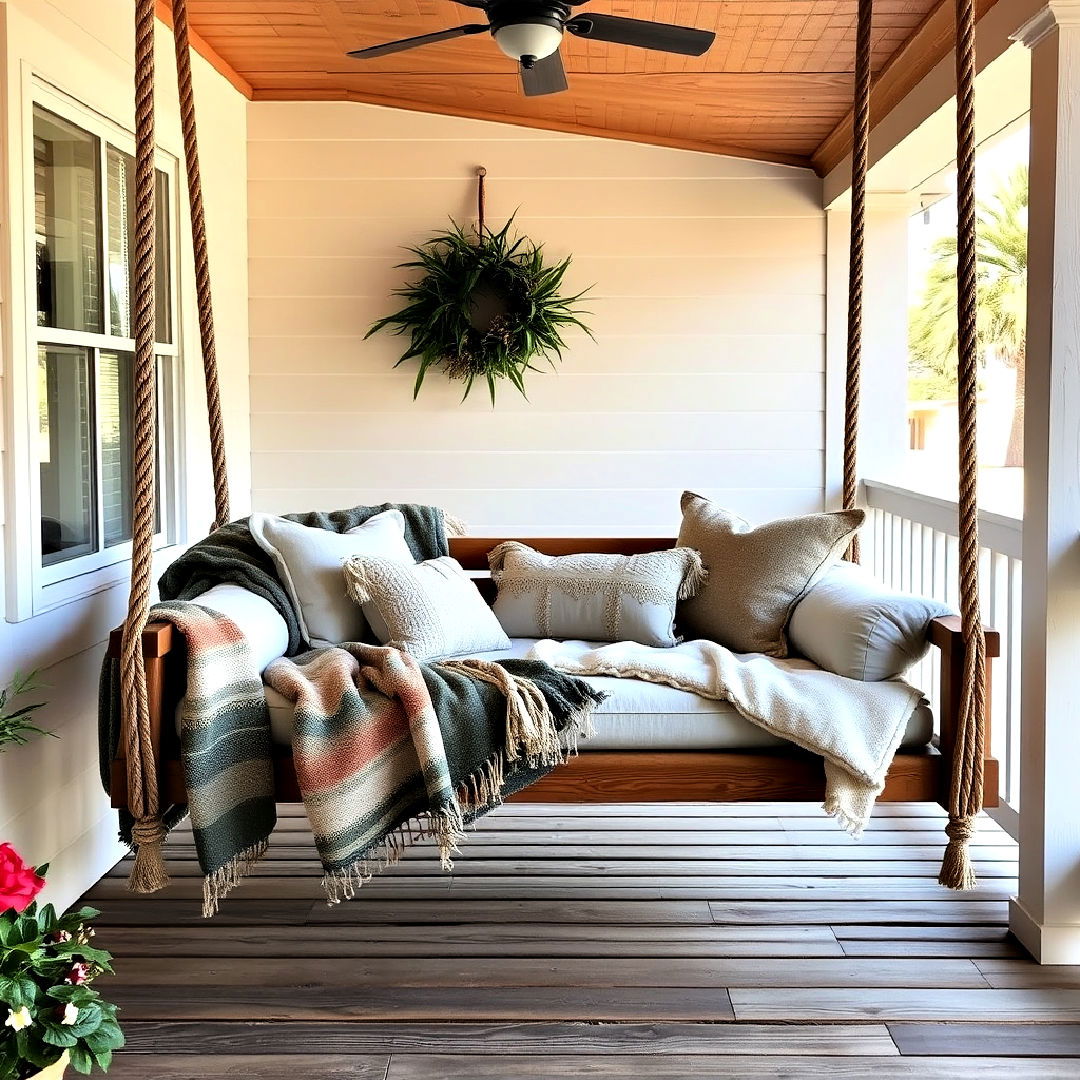 cozy swinging porch bed