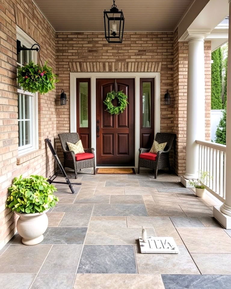 customizable stone look concrete porch flooring