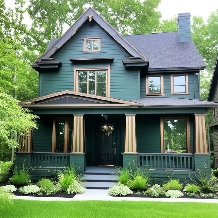 dark green with bronze accents exterior paint color schemes