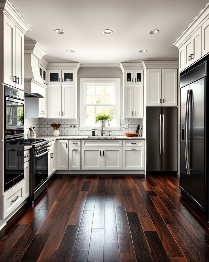 dark stained hardwood floor for a bold look