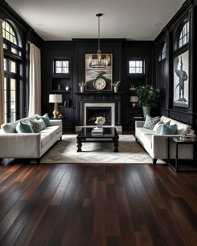 dark stained hardwood floor