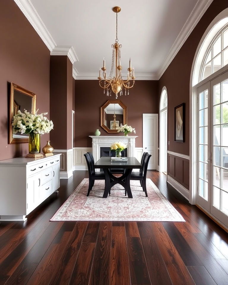 dark walnut dining room floor