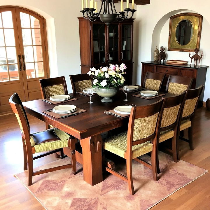 dark wooden dining table for large family dinners