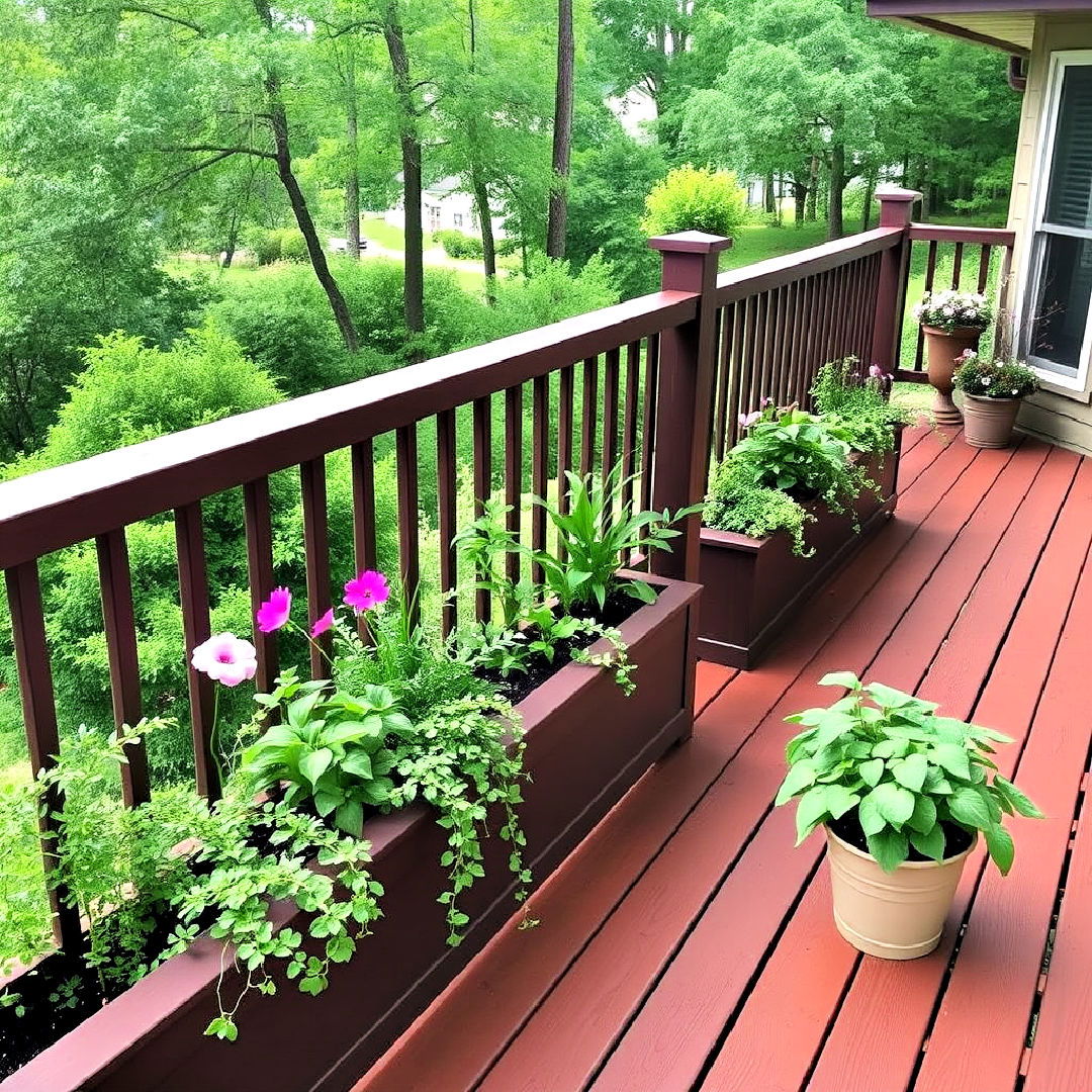 deck with built in planters along the edges