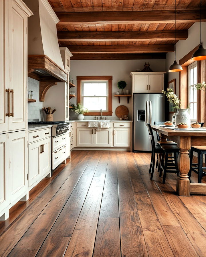 distressed wood kitchen floor