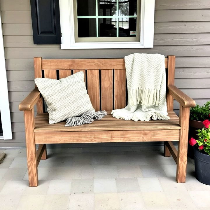 distressed wooden bench for seating