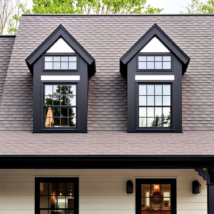 dormer windows with black trim for extra detail