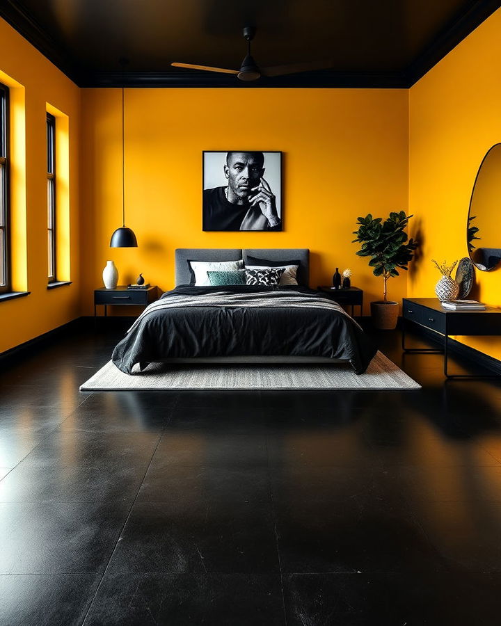 dramatic contrast with bright walls