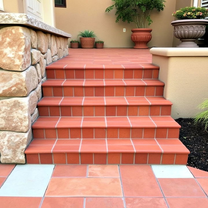 durable and beautiful terracotta tile patio steps